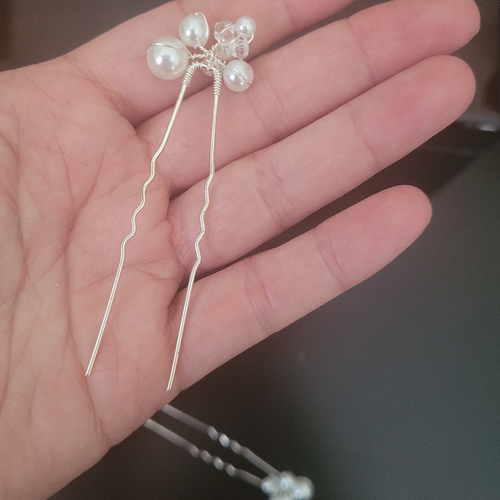 Bridal hair pins... pearl and swarovski set